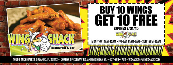 WING SHACK RESTAURANT & BAR in Orlando, FL Local Coupons March 25, 2018