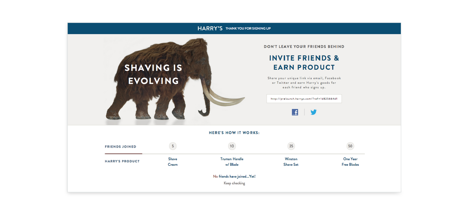 harrys social referral program example