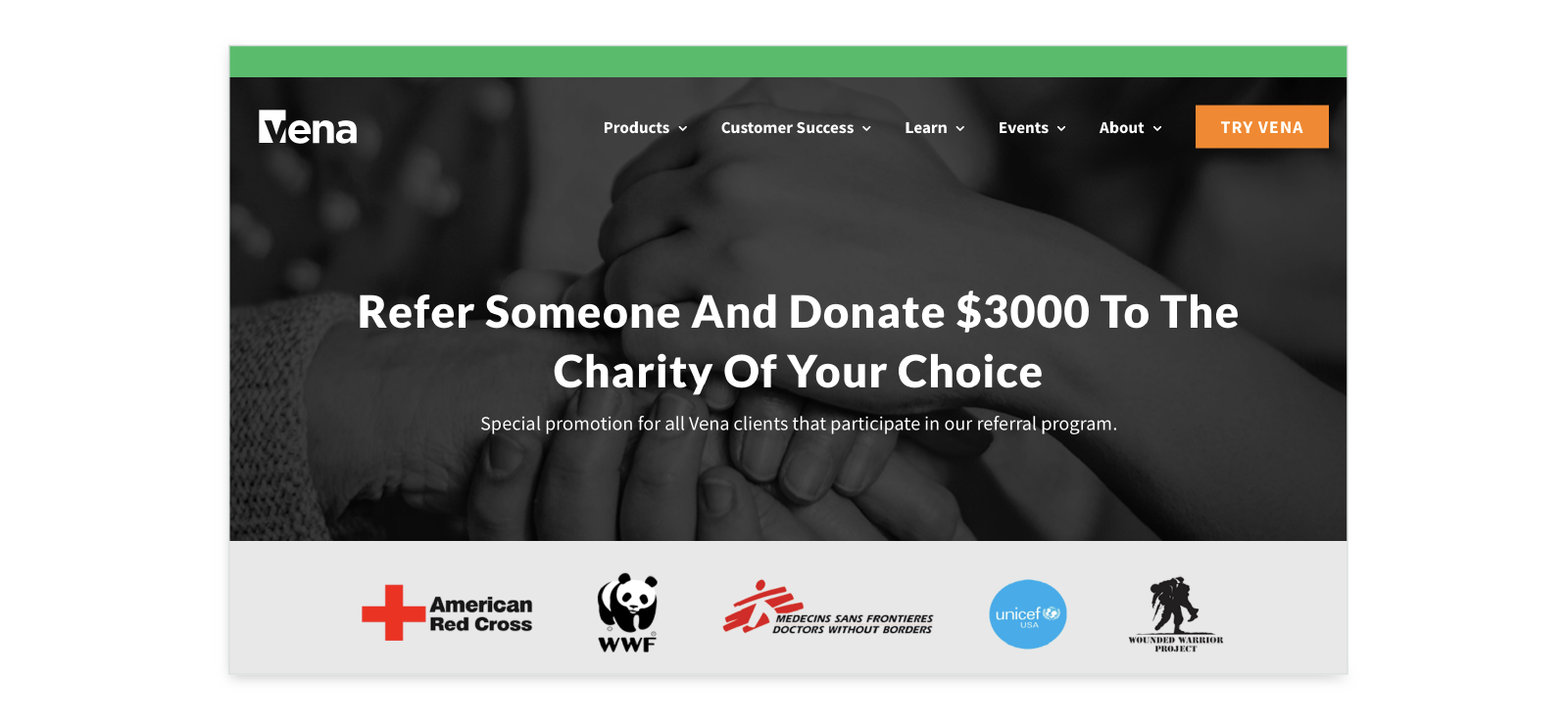 vena solutions charity referral example