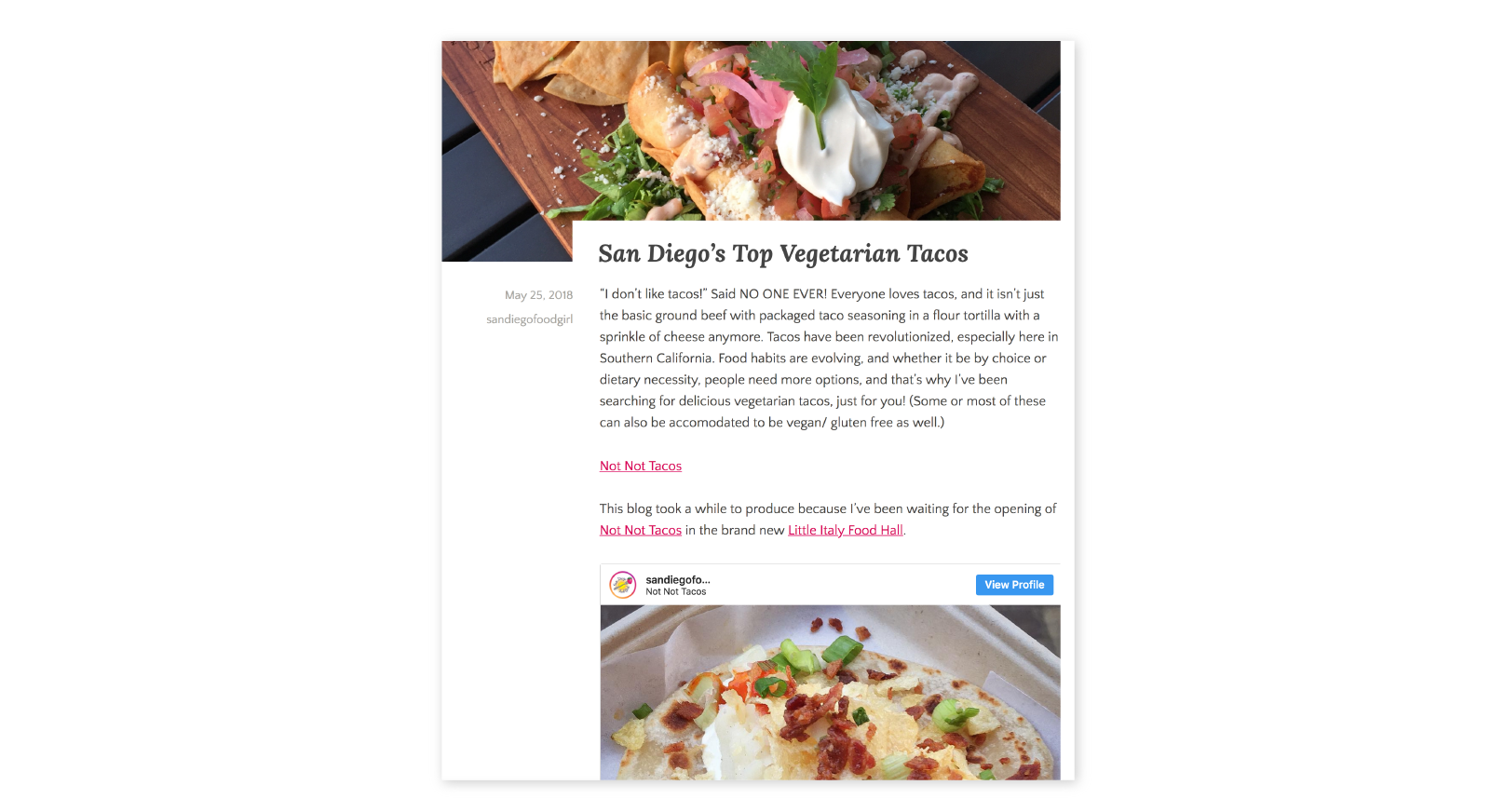 food blog influencer tacos 