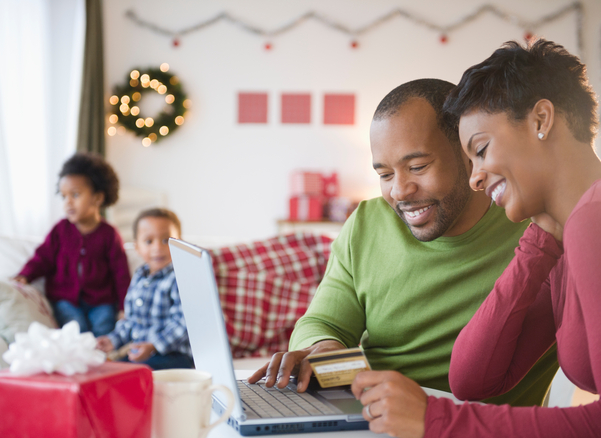image of family shopping online for holiday