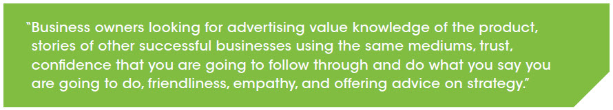 image of a quote from a sales rep about finding an ad agency