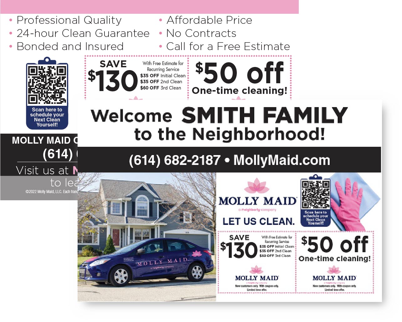 Molly Maid cleaning company new mover postcard