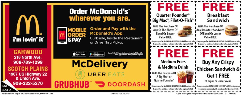 blue envelope coupon ad of McDonald's